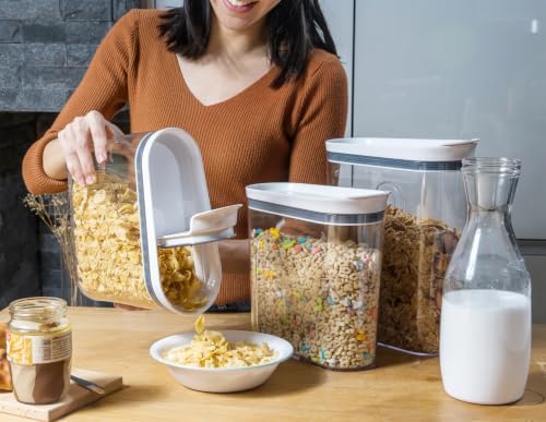 Felli Airtight Cereal Containers 3.3 Qt, Stackable BPA-Free Acrylic Cereal Dispenser with Flip-Top Lid, Medium Pantry Food Storage for Oats, Granola, Rice (Medium 3.3Qt - 3pk) - Image 3