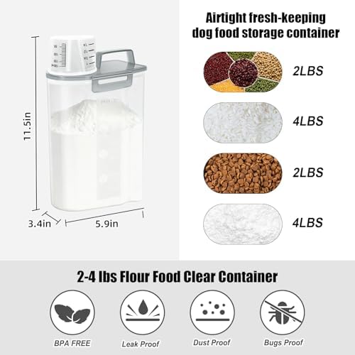 Airtight Rice Container 2-3Lbs, 2Qt Flour Storage Bin BPA free-Clear gray - Image 3