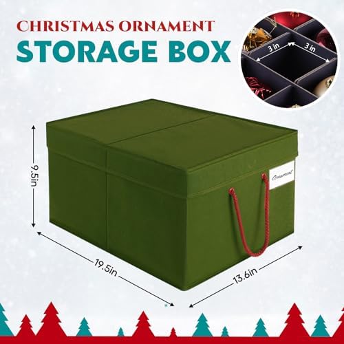 BlessedSeason Christmas Ornament Storage Box，Stackable 3 Drawer Organizers，Max 72 3" Christmas bauble, Adjustable Christmas Ball Storage Container Bins， Green - Image 2