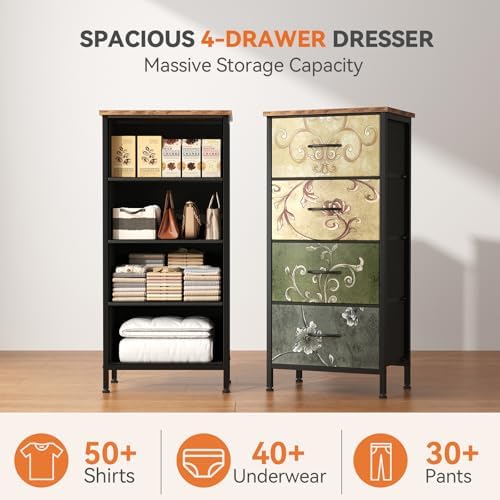 Sweetcrispy Dresser for Bedroom, 4 Drawer Storage Cabinet, Tall Nightstand - Image 4