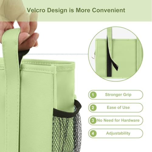 Surblue Bedside Caddy Hanging Bed Organizer Storage Bag Pocket for Bunk and Hospital Beds, College Dorm Rooms Baby Bed Rails, Camp 4 Pockets and 2 Hooks (Small,Sage Green) - Image 5