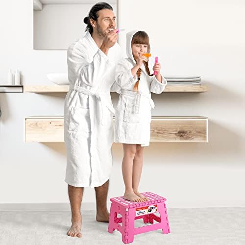 ACSTEP 9" Folding Step Stool for Kids, Holds 300 lb Foldable Stools, Pink - Image 5