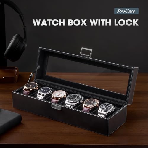 ProCase 6 Slots Watch Case Box for Men -AllBlack - Image 6