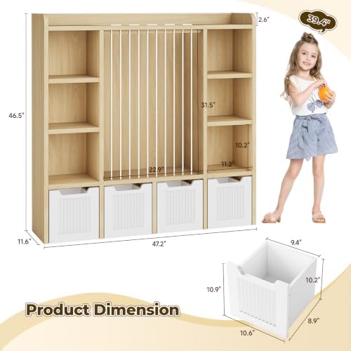 Toy Storage Organizer with Stuffed Animal Storage, Maple Wood - Image 2
