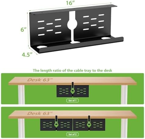 KEEGH 16 in Under Desk Cable Management Tray, Metal Cable Tary, 1 Pack - Image 5