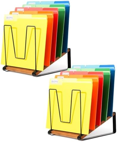 HULISEN 2 Pack Desk File Organizer, 5-Section Desktop File Folder Holder by HULISEN
