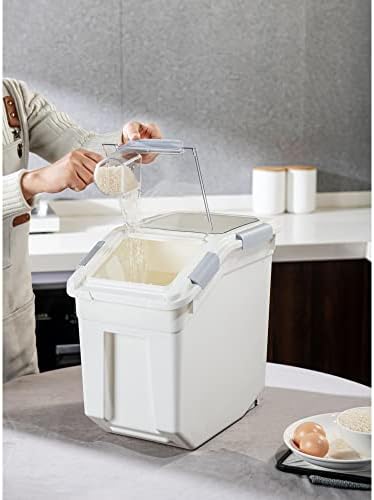 HANAMYA 25 Liter / 40 lbs Rice Storage Container with Measuring Cup, BPA free, For Rice | Grain | Pet Food | Flour, 2 count, White - Image 4