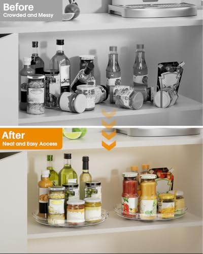 LAMU 4 Pack Lazy Susan Organizer 9 inch Lazy Susan Turntable for Cabinet, Rotating Spice Organization for Cabinet, Kitchen, Table Top, Countertop, Pantry Fridge Organizers and Storage, Clear - Image 7