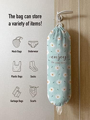 Hglian Daisy Grocery Bag Holder Flowers Plastic Bag Holder Storage Organizer,Daisy Kitchen Décor-Blue Extra Large - Image 2