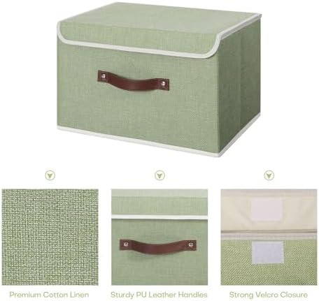 ANMINY Fabric Storage Box Bins with Lids, Green, 13"x9"x7.9", 2 Pack - Image 4