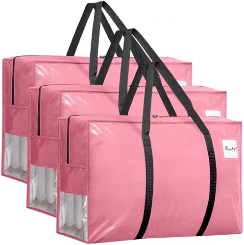 3Pcs Extra Large Heavy Duty Moving Bags with Reinforced Zippers & Handles by Besslly