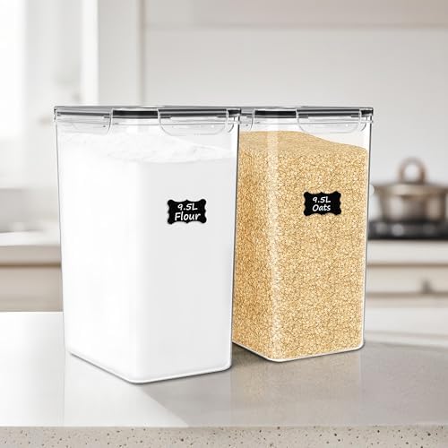 FOOYOO 2 PC Flour Sugar Storage Containers (9.5L | 321 Oz) Extra Large Food Storage Containers with Lids - Airtight Leakproof BPA FREE Flour Container for Rice, Cereal, Sugar - Image 3