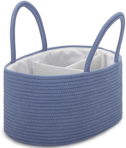 COMSE Large Cotton Rope Baby Diaper Caddy Organizer, Folkstone Gray by COMSE