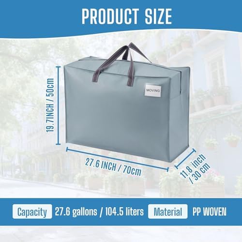 VENO Heavy Duty Moving Bags, Storage Bags, 27 Gallon, Light Blue, 4 Pack - Image 3