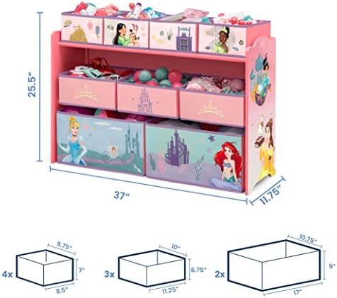 Disney Princess Deluxe 9 Bin Design and Store Toy Organizer by Delta Children, Greenguard Gold Certified - Image 5
