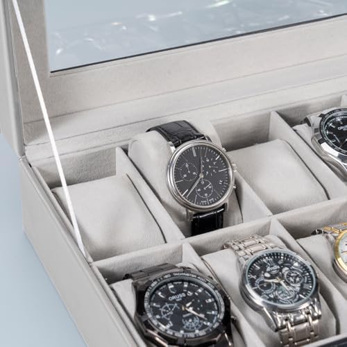 ProCase Watch Box Organizer, 12 Slot Watch Display Case, Grey - Image 4
