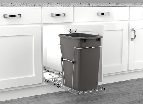 Rev-A-Shelf Pullout Trash Can for Kitchen Cabinets, Gray Waste Bin, 35 Qt - Image 6