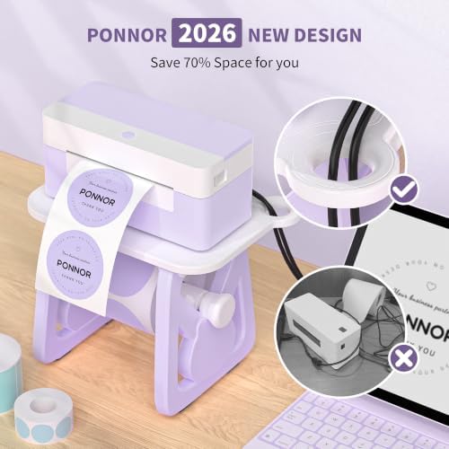 PONNOR Label Holder for Rolls and Fanfold Labels, Thermal Sticker for Desktop Printer, Fragile Stickers for Shipping, Label Stand Accessory Supplies for Home, DIY, Office, Small Business(Purple) - Image 3