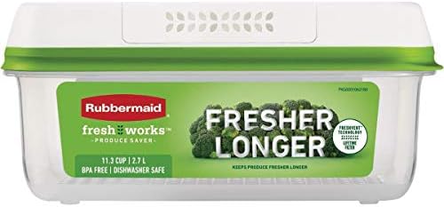 Rubbermaid FreshWorks Saver, Large Short Produce Storage Container, 11.3-Cup, Clear by Rubbermaid
