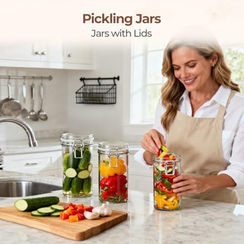 ComSaf Glass Pantry Jars with Airtight Lids 34 oz 3 Pack Coffee Canisters - Image 6