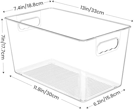 YIHONG 10 Pack Clear Storage Bins, Pantry Organizer Bins with Handle, XL - Image 2