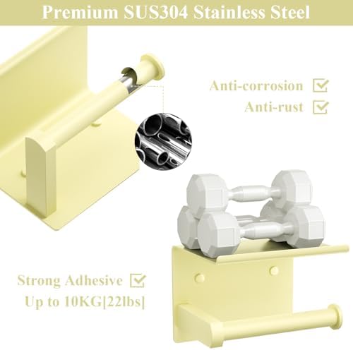 Toilet Paper Holder with Shelf Wall Mounted Toilet Paper Roll Dispenser - Image 4