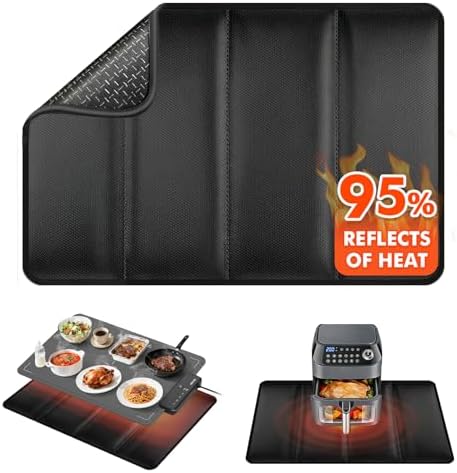Heat Resistant Mats for Countertop/Air Fryer, 23×15.4 in, Black by Amerbro