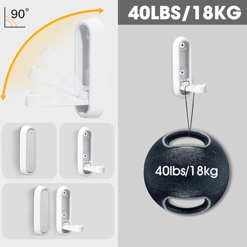 Dntorx Folding Wall Hooks, 2 Pack, White, Zinc Alloy, Heavy Duty Coat Hooks - Image 4