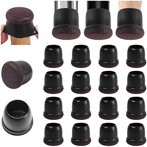 Ezprotekt 24 Pcs Round Silicone Chair Leg Floor Protectors with Felt, Floor Protectors for Chairs, Felt Furniture Pads Cups for Hardwood Floors, Chair Leg Caps Covers (M Fit: 0.86"-1.02", Black) by VisittheEzprotekt