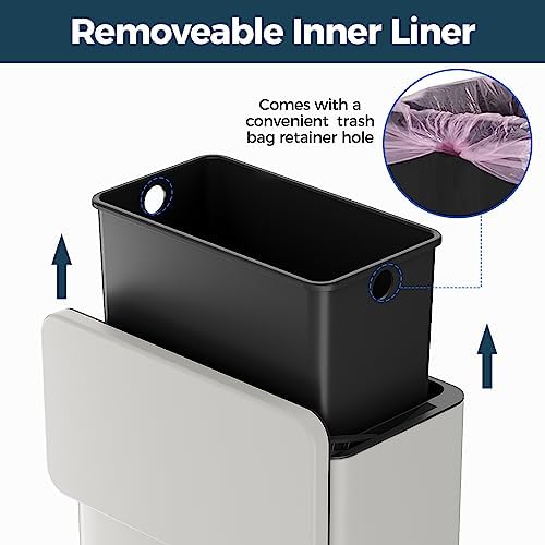 Stainless Steel Hanging Trash Can with Lid and Inner Bucket, 2 Gallon Kitchen Compost Bin for Counter Top, Under Sink or Wall Mount, Small Garbage Can for Cupboard/Bathroom/Bedroom/RV, White - Image 5
