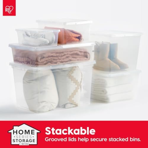 IRIS USA 4-Pack 25 Qt Storage Bins with Lids, Clear, Stackable - Image 3