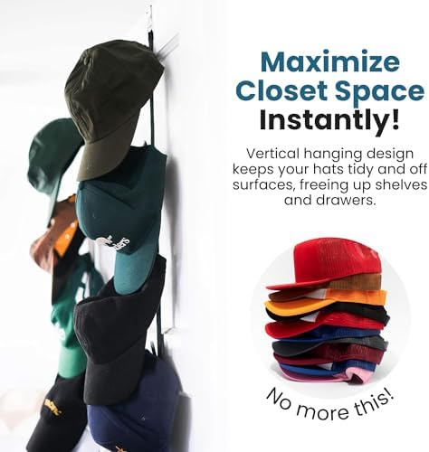 Jokari Over the Door Cap Rack Organizer 2 Pack Holds Up to 32 Baseball Hats - Image 3