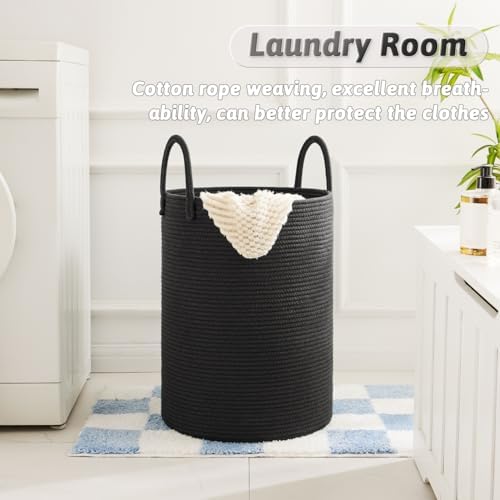 Artfeel Laundry Basket,Woven Cotton Rope Laundry Hamper,80L for Decorative Storage of Dirty Clothes,Toys and Blankets in Bathroom,Baby Room and Living Room - Image 5