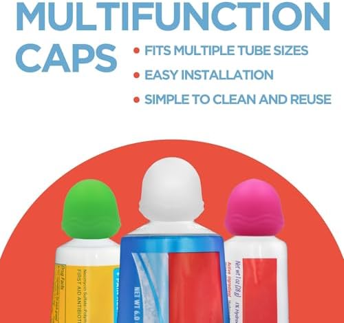 Chrome Cherry SqueezMe Silicone Self-Closing Toothpaste Caps, No-Mess Dispensing for Kids and Adults, Easy Installation, Compatible with Most Standard Tubes, Multicolor, 6-Pack - Image 3