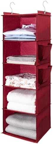 BOOMIBOO Hanging Closet Organize and Shelves,5-Hanging Shelf（Red） by BOOMIBOO