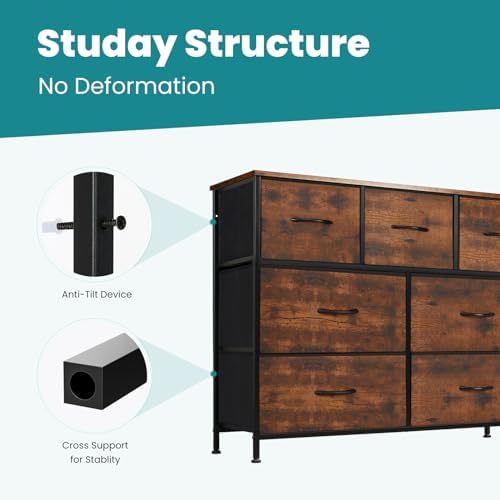 OLIXIS 7 Drawer Fabric Dresser, Storage Tower for Bedroom and Closet - Image 4