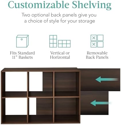Best Choice Products 6-Cube Storage Organizer, 11in Shelf Opening, Bookcase, Display Shelf, Customizable w/ 3 Removable Back Panels – Walnut - Image 3