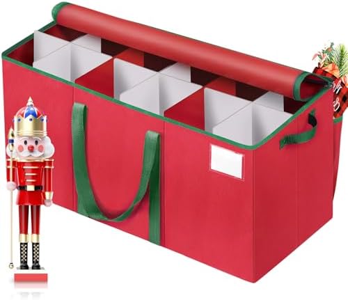 EverMerry Nutcracker and Figurine Collectibles Storage Box， Large Ornament Storage Organizer Stores Up to 12 Holiday Figurines-Carolers, Santa Figure, or Nut Cracker Ornaments (Red/15 Inches) by Unknown