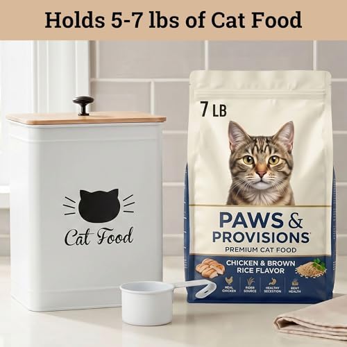 Metal Cat Food Container with Scoop 5-7 lb (25 Cup), w/ Airtight Bamboo Lid - Image 3