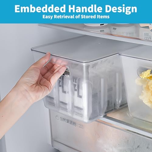 Clear Fridge Organizer with Handles & Lids, 6 Pack Large 11.5×7.5×6 Inch - Image 6