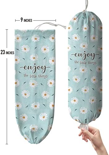 Hglian Daisy Grocery Bag Holder Flowers Plastic Bag Holder Storage Organizer,Daisy Kitchen Décor-Blue Extra Large - Image 5