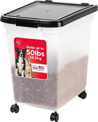 IRIS USA Dog Food Storage Container, Up to 50 lbs, Black, Made in USA by IRISUSA