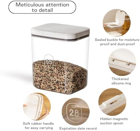 LivLab Mker 5 lb Airtight Dog Food Storage Container with Scoop, White - Image 6