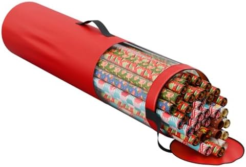 ProPik Wrapping Paper Storage Bag, Christmas Gift Wrap Organizer Stores Up to 24 Rolls 40 Inch, Heavy Duty Polyester plus PVC Clear Bag with Handles by ProPik