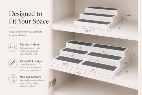 Pack of 1, Expandable 3 Tiered Spice Rack Organizer for Cabinet and Kitchen Pantry Shelf - Non-Slip Shelves for Spices, Seasoning, Canned Food, Medicine Cabinet Organizer - Includes Silicone Funnels - Image 5