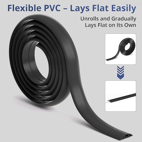 ZhiYo 10ft Floor Cord Cover, Cable Cavity 0.6" W x 0.3" H, Yellow Oak Wood - Image 7