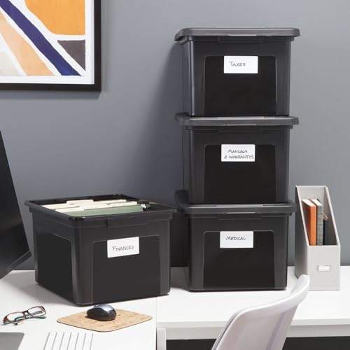 STAPLES Plastic File Box with Snap Lid, Letter/Legal Size, Black, 4/Carton - Image 4