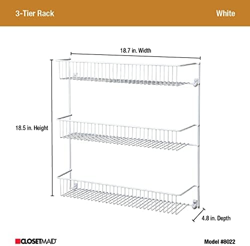 ClosetMaid 3-Tier Hanging Wall Mounted Metal Rack for Spices, Shelf Storage, Pantry Organization, Laundry, Kitchen, Bathroom, White, 8022 - Image 3