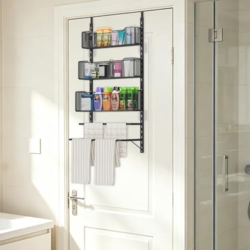 VyGrow Over The Door Towel Rack with 3 Tier Mesh Baskets for Bathroom - Image 2