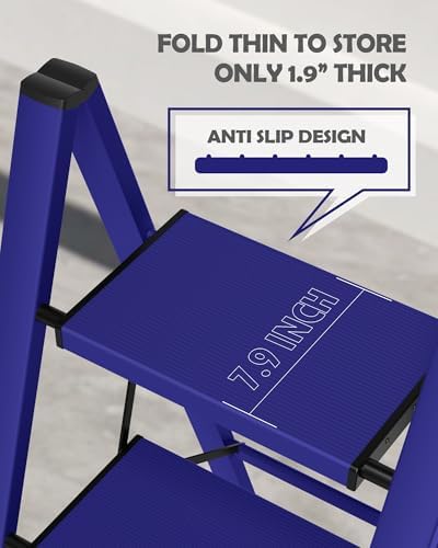 Taranta 2 Step Stool Foldable,Aluminum Step Ladder-Blue - Image 3